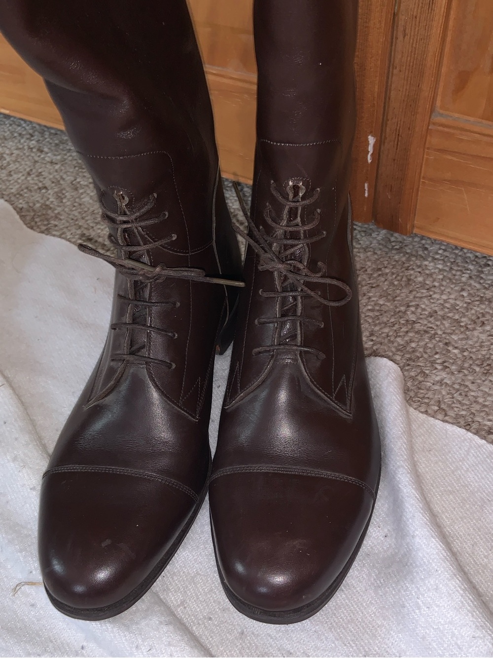 VOGEL BROWN CUSTOM TALL ENGLISH FIELD BOOTS 7.5 slim calfskin riding equestrian - Picture 3 of 14